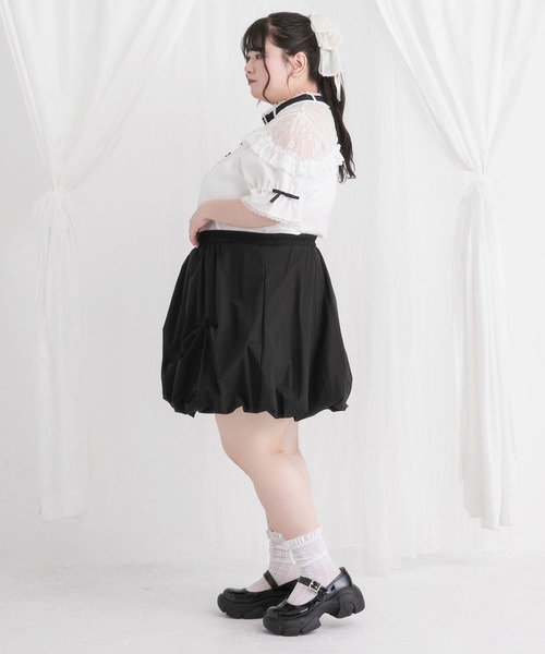 DearMyLoveWhip(ディアマイラブホイップ)の「【大きいサイズ】メニーリボンバルーンミニスカート(スカート・レディース・ブラック/ベビーピンク/ブルーグレー/アイボリー・6L/5L/4L)」の14枚目の写真