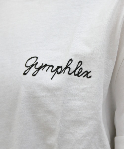 GYMPHLEX（ジムフレックス）の「GYMPHLEX/ジムフレックス　刺繍ショートスリーブTEE　ショートスリーブ 刺繍TEE　GY-C0446 COM（Tシャツ/カットソー・メンズ・ホワイト/グリーン/ブラック/チャコールグレー/ストライプ・12/M/L/XL）」の9枚目の写真