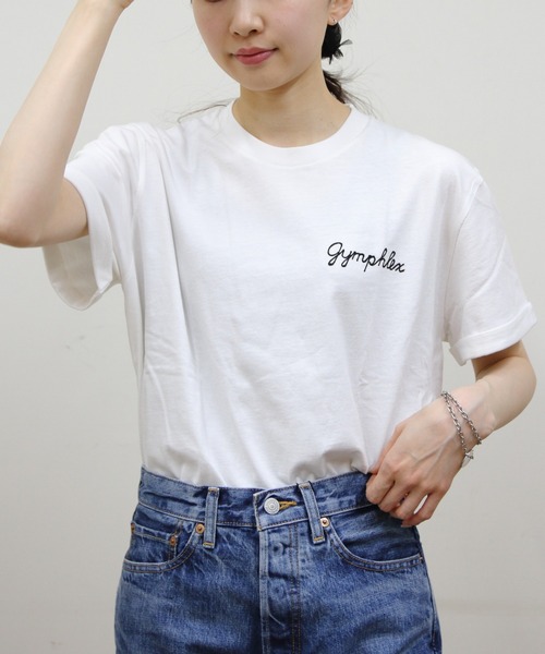 GYMPHLEX（ジムフレックス）の「GYMPHLEX/ジムフレックス　刺繍ショートスリーブTEE　ショートスリーブ 刺繍TEE　GY-C0446 COM（Tシャツ/カットソー・メンズ・ホワイト/グリーン/ブラック/チャコールグレー/ストライプ・12/M/L/XL）」の6枚目の写真