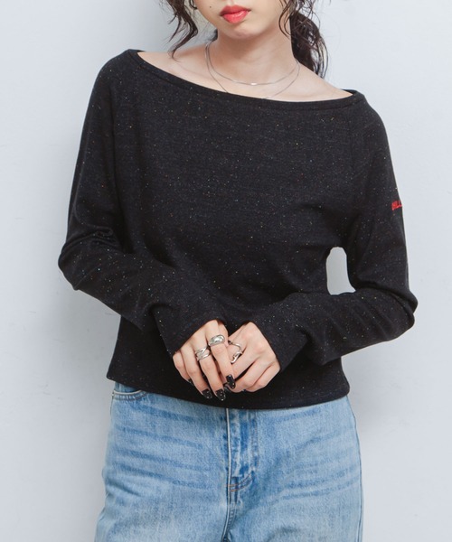 Chillfar（チルファー）の「カラーネップボートネックロンTEE（Tシャツ/カットソー・レディース・イエロー/レッド/アイボリー/ブラック/グレー・FREE）」の8枚目の写真