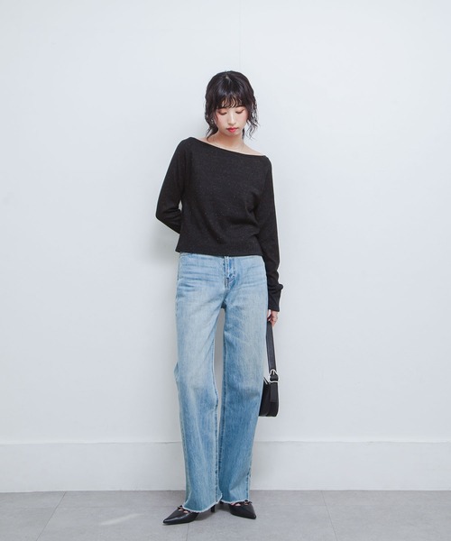 Chillfar（チルファー）の「カラーネップボートネックロンTEE（Tシャツ/カットソー・レディース・イエロー/レッド/アイボリー/ブラック/グレー・FREE）」の19枚目の写真
