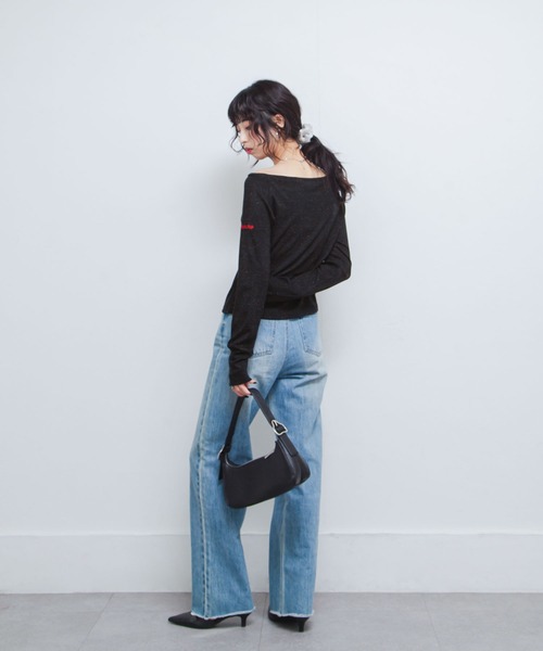 Chillfar（チルファー）の「カラーネップボートネックロンTEE（Tシャツ/カットソー・レディース・イエロー/レッド/アイボリー/ブラック/グレー・FREE）」の20枚目の写真