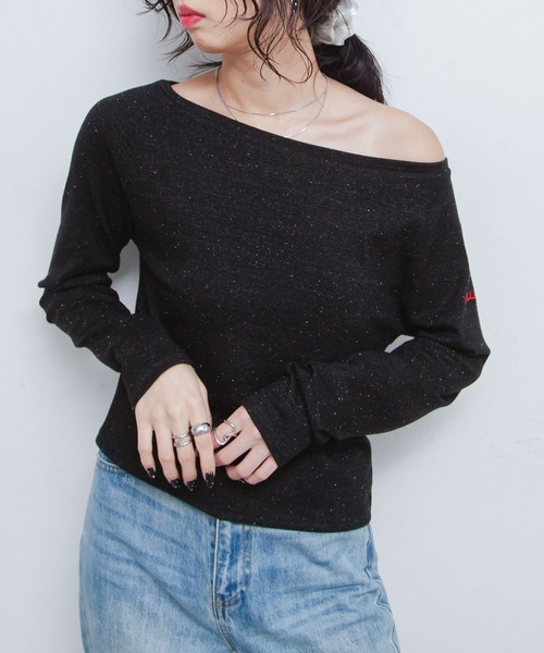 Chillfar（チルファー）の「カラーネップボートネックロンTEE（Tシャツ/カットソー・レディース・イエロー/レッド/アイボリー/ブラック/グレー・FREE）」の12枚目の写真