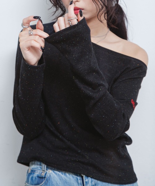Chillfar（チルファー）の「カラーネップボートネックロンTEE（Tシャツ/カットソー・レディース・イエロー/レッド/アイボリー/ブラック/グレー・FREE）」の15枚目の写真