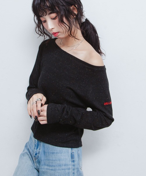 Chillfar（チルファー）の「カラーネップボートネックロンTEE（Tシャツ/カットソー・レディース・イエロー/レッド/アイボリー/ブラック/グレー・FREE）」の16枚目の写真