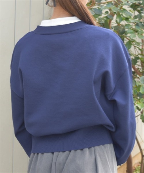 axes femme(アクシーズファム)の「ゴールドボタンニットカーデ(カーディガン/ボレロ・レディース・グリーン/ネイビー/グレイッシュベージュ・FREE)」の6枚目の写真