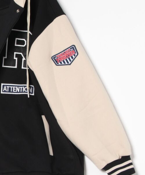 aimoha（アイモハ）の「フード付きワッペンスタジャン（スタジャン・レディース・ライトベージュ/ブラック/ピンク/ネイビー・FREE）」の7枚目の写真