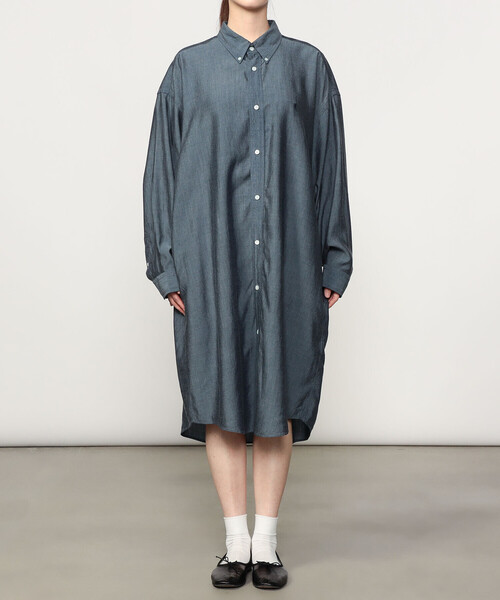 GYMPHLEX(ジムフレックス)の「Gymphlex | ボタンダウン ワイドシャツワンピース WOMEN(シャツワンピース・レディース・インディゴブルー・14)」の3枚目の写真