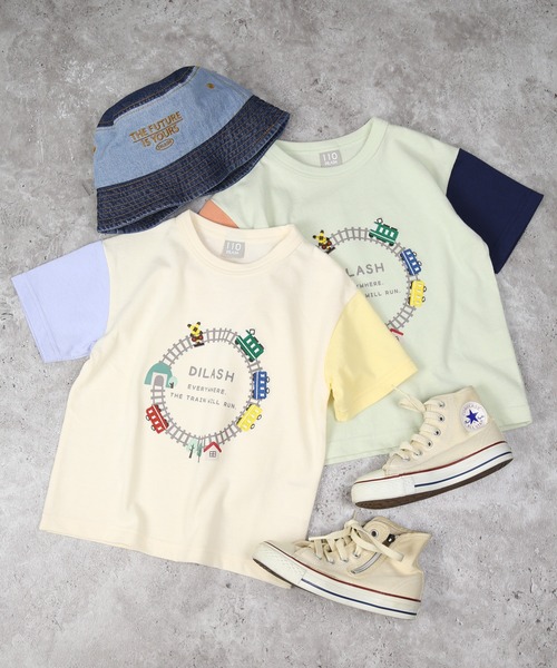 DILASH(ディラッシュ)の「電車Tシャツ(Tシャツ/カットソー・キッズ・アイボリー/ミント・80/90/100/110/120/130/140)」の5枚目の写真