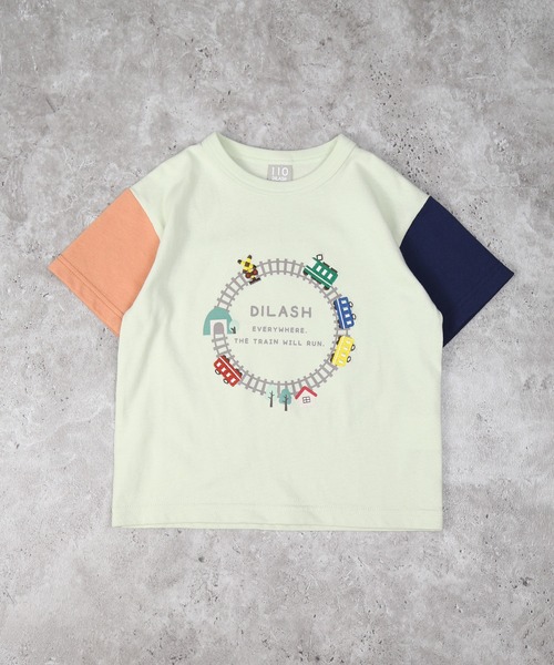 DILASH(ディラッシュ)の「電車Tシャツ(Tシャツ/カットソー・キッズ・アイボリー/ミント・80/90/100/110/120/130/140)」の3枚目の写真