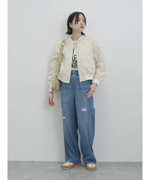 Samansa Mos2 blue（サマンサモスモスブルー）の「総刺繍シアーブルゾン（ブルゾン・レディース・キナリ/グレー/ブラック・F）」の4枚目の写真