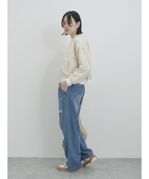 Samansa Mos2 blue（サマンサモスモスブルー）の「総刺繍シアーブルゾン（ブルゾン・レディース・キナリ/グレー/ブラック・F）」の5枚目の写真