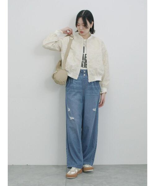 Samansa Mos2 blue（サマンサモスモスブルー）の「総刺繍シアーブルゾン（ブルゾン・レディース・キナリ/グレー/ブラック・F）」の6枚目の写真