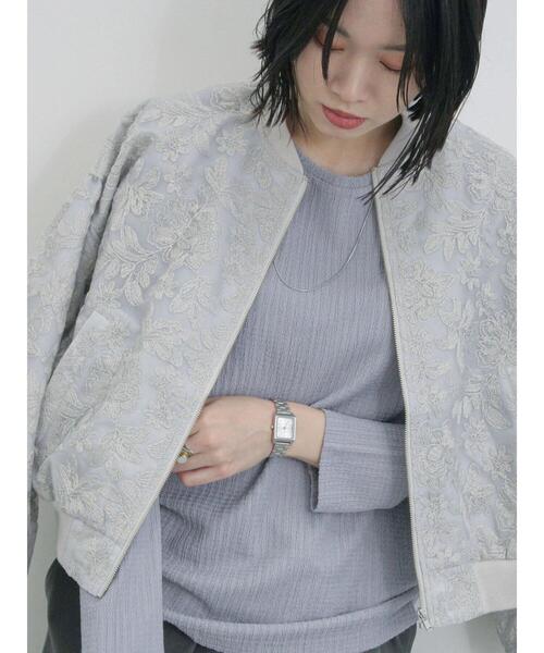 Samansa Mos2 blue（サマンサモスモスブルー）の「総刺繍シアーブルゾン（ブルゾン・レディース・キナリ/グレー/ブラック・F）」の7枚目の写真