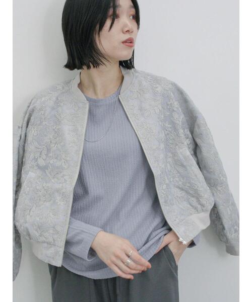 Samansa Mos2 blue（サマンサモスモスブルー）の「総刺繍シアーブルゾン（ブルゾン・レディース・キナリ/グレー/ブラック・F）」の9枚目の写真