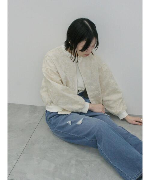 Samansa Mos2 blue（サマンサモスモスブルー）の「総刺繍シアーブルゾン（ブルゾン・レディース・キナリ/グレー/ブラック・F）」の17枚目の写真