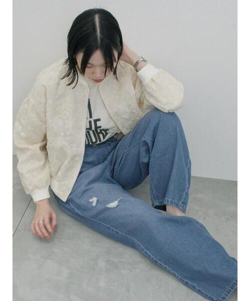 Samansa Mos2 blue（サマンサモスモスブルー）の「総刺繍シアーブルゾン（ブルゾン・レディース・キナリ/グレー/ブラック・F）」の18枚目の写真