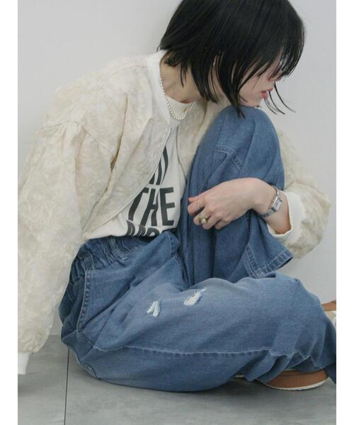 Samansa Mos2 blue（サマンサモスモスブルー）の「総刺繍シアーブルゾン（ブルゾン・レディース・キナリ/グレー/ブラック・F）」の19枚目の写真