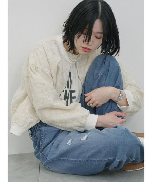 Samansa Mos2 blue（サマンサモスモスブルー）の「総刺繍シアーブルゾン（ブルゾン・レディース・キナリ/グレー/ブラック・F）」の20枚目の写真