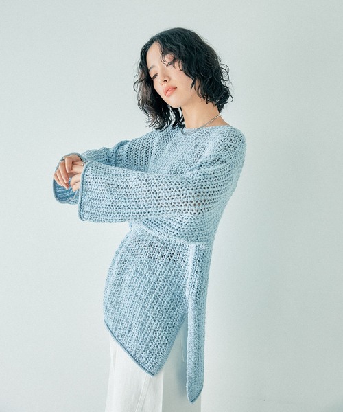 LEPSIM(レプシィム)の「5ゲージテープヤーンチュニック 243139(ニット/セーター・レディース・ライトブルー/ブラック/キナリ/レンガ・FREE)」の9枚目の写真