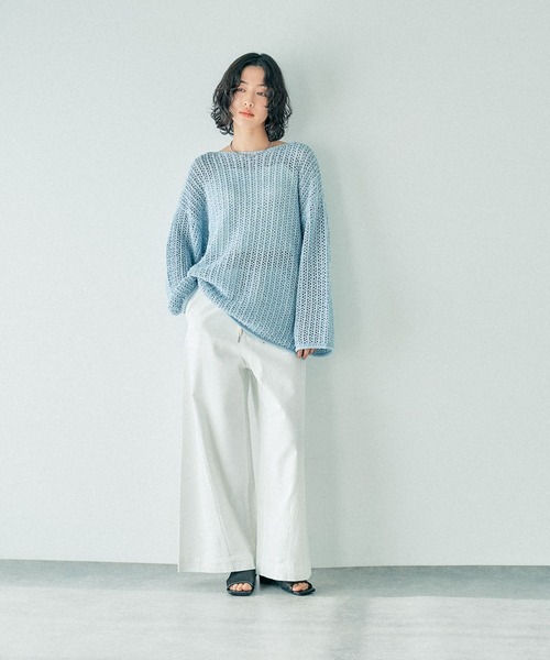 LEPSIM(レプシィム)の「5ゲージテープヤーンチュニック 243139(ニット/セーター・レディース・ライトブルー/ブラック/キナリ/レンガ・FREE)」の11枚目の写真