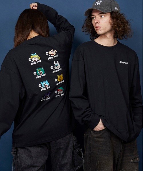 MEMENTISM(メメントイズム)の「オーバーサイズ 刺繍 ロングTシャツ 綿100%/embroidery oversize T-shirt(Tシャツ/カットソー・メンズ・ブラックミックス/その他13/ブラック系その他5/ホワイト/ブラック/その他2・MEDIUM/SMALL/X-LARGE/LARGE)」の4枚目の写真