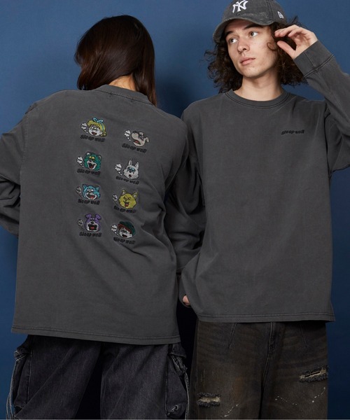 MEMENTISM(メメントイズム)の「オーバーサイズ 刺繍 ロングTシャツ 綿100%/embroidery oversize T-shirt(Tシャツ/カットソー・メンズ・ブラックミックス/その他13/ブラック系その他5/ホワイト/ブラック/その他2・MEDIUM/SMALL/X-LARGE/LARGE)」の7枚目の写真