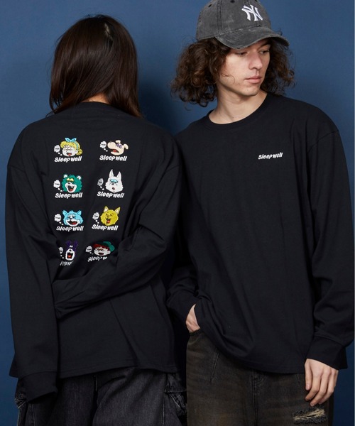 MEMENTISM(メメントイズム)の「オーバーサイズ 刺繍 ロングTシャツ 綿100%/embroidery oversize T-shirt(Tシャツ/カットソー・メンズ・ブラックミックス/その他13/ブラック系その他5/ホワイト/ブラック/その他2・MEDIUM/SMALL/X-LARGE/LARGE)」の11枚目の写真