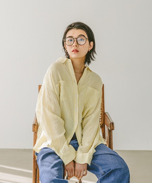 BAYFLOW（ベイフロー）の「[簡単ブラウジング仕様]リネンシャツ（シャツ/ブラウス・レディース・オフホワイト/ネイビー系/ライトグリーン/ピンク/ベージュ/イエロー系・SMALL/MEDIUM）」の5枚目の写真