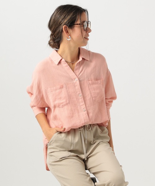 BAYFLOW（ベイフロー）の「[簡単ブラウジング仕様]リネンシャツ（シャツ/ブラウス・レディース・オフホワイト/ネイビー系/ライトグリーン/ピンク/ベージュ/イエロー系・SMALL/MEDIUM）」の6枚目の写真