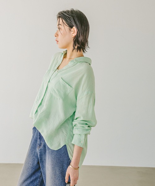 富士通 - Morr セール】[簡単ブラウジング仕様]リネンシャツ（シャツ/ブラウス