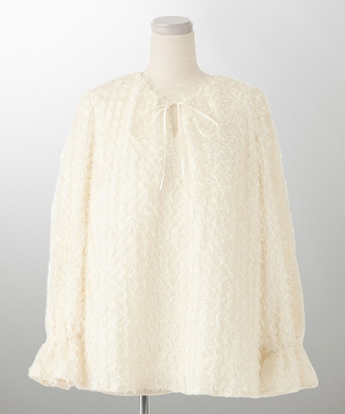 HUIT bouquet(ユイット)の「2way フェザー ブラウス HUIT(シャツ/ブラウス・レディース・ブラック/アイボリー・M)」の3枚目の写真