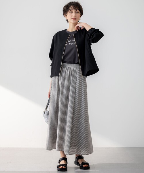 セール】【洗える】リネンレーヨンストレッチ ブルゾン（ブルゾン