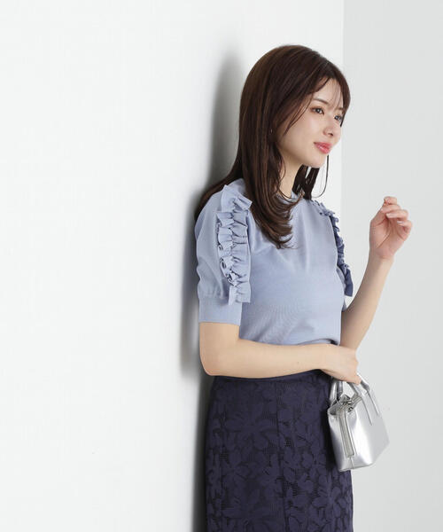 PROPORTION BODY DRESSING（プロポーションボディドレッシング）の「フリルスリーブニット / 1215170400（ニット/セーター・レディース・ホワイト/ネイビー/ブルー・FREE）」の12枚目の写真