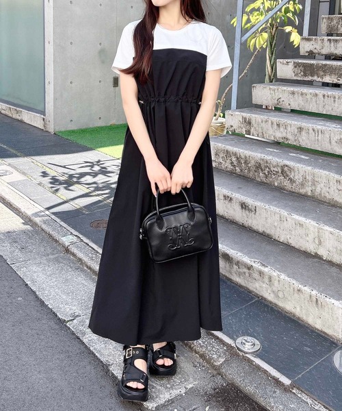 INGNI（イング）の「ビスチェドッキングワンピース（ワンピース・レディース・チャコールグレー×ブラック/ホワイト×ブラック/その他19・M）」の5枚目の写真