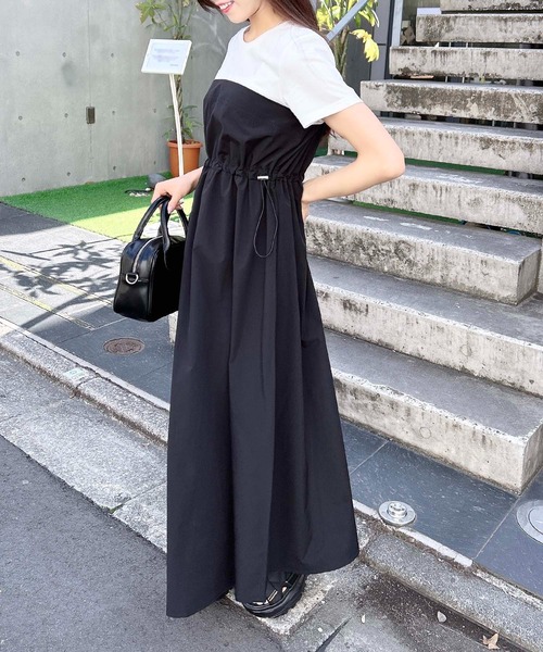 INGNI（イング）の「ビスチェドッキングワンピース（ワンピース・レディース・チャコールグレー×ブラック/ホワイト×ブラック/その他19・M）」の7枚目の写真