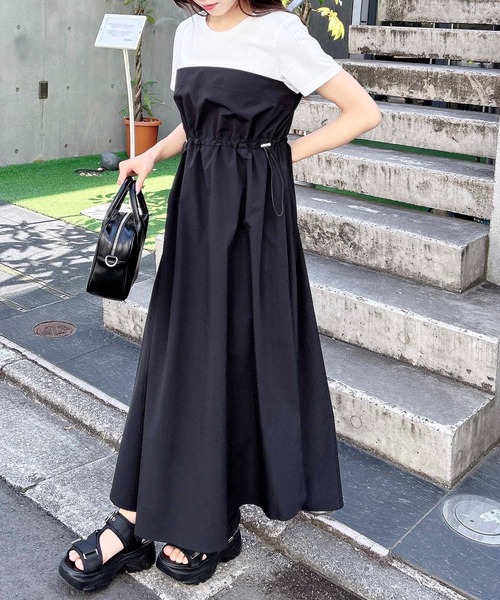 INGNI（イング）の「ビスチェドッキングワンピース（ワンピース・レディース・チャコールグレー×ブラック/ホワイト×ブラック/その他19・M）」の8枚目の写真