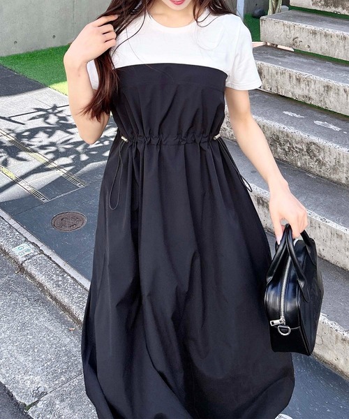 INGNI（イング）の「ビスチェドッキングワンピース（ワンピース・レディース・チャコールグレー×ブラック/ホワイト×ブラック/その他19・M）」の9枚目の写真