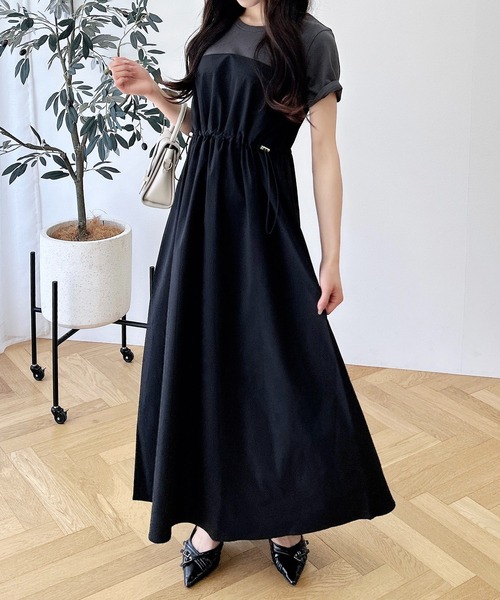 INGNI（イング）の「ビスチェドッキングワンピース（ワンピース・レディース・チャコールグレー×ブラック/ホワイト×ブラック/その他19・M）」の12枚目の写真