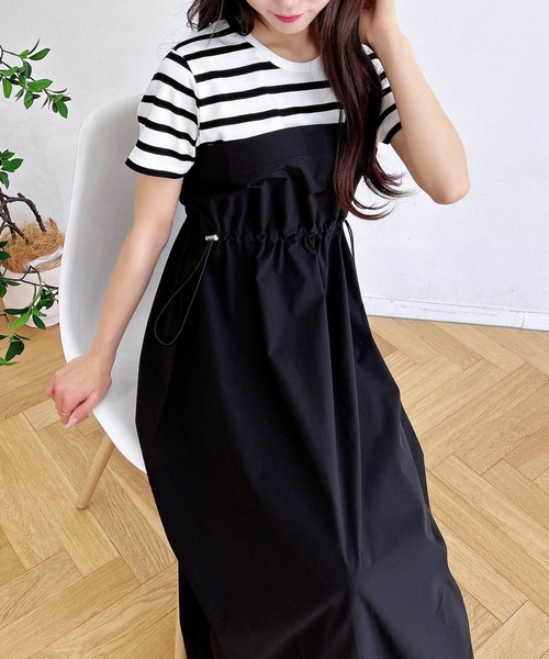 INGNI（イング）の「ビスチェドッキングワンピース（ワンピース・レディース・チャコールグレー×ブラック/ホワイト×ブラック/その他19・M）」の16枚目の写真