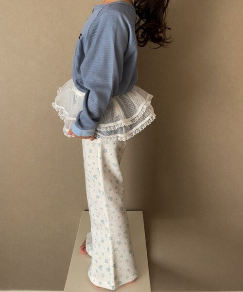 aBity select（アビティセレクト）の「配色センターステッチ 花柄フレアパンツ（その他パンツ・キッズ・サックスブルー/オレンジ・90/100/120/110）」の11枚目の写真