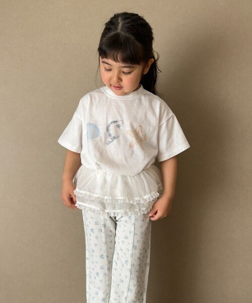 aBity select（アビティセレクト）の「配色センターステッチ 花柄フレアパンツ（その他パンツ・キッズ・サックスブルー/オレンジ・90/100/120/110）」の12枚目の写真