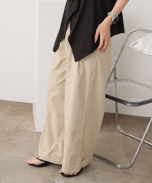 ROOPTOKYO（ループトウキョウ）の「ベーシック セミワイドスラックス ワイドパンツ（スラックス・レディース・ブラック/ホワイト/ベージュ・L/M）」の22枚目の写真