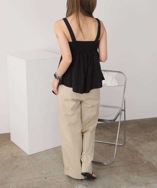 ROOPTOKYO（ループトウキョウ）の「ベーシック セミワイドスラックス ワイドパンツ（スラックス・レディース・ブラック/ホワイト/ベージュ・L/M）」の7枚目の写真