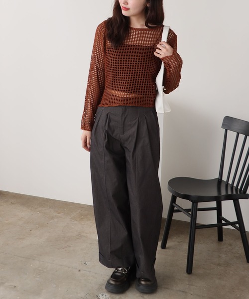 ROOPTOKYO（ループトウキョウ）の「ベーシック セミワイドスラックス ワイドパンツ（スラックス・レディース・ブラック/ホワイト/ベージュ・L/M）」の18枚目の写真