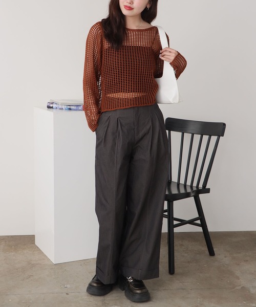 ROOPTOKYO（ループトウキョウ）の「ベーシック セミワイドスラックス ワイドパンツ（スラックス・レディース・ブラック/ホワイト/ベージュ・L/M）」の19枚目の写真