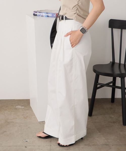 ROOPTOKYO（ループトウキョウ）の「ベーシック セミワイドスラックス ワイドパンツ（スラックス・レディース・ブラック/ホワイト/ベージュ・L/M）」の9枚目の写真