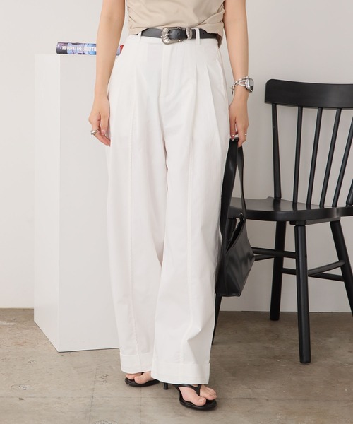 ROOPTOKYO（ループトウキョウ）の「ベーシック セミワイドスラックス ワイドパンツ（スラックス・レディース・ブラック/ホワイト/ベージュ・L/M）」の8枚目の写真