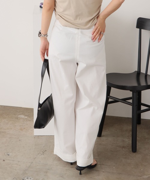 ROOPTOKYO（ループトウキョウ）の「ベーシック セミワイドスラックス ワイドパンツ（スラックス・レディース・ブラック/ホワイト/ベージュ・L/M）」の10枚目の写真