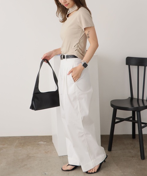 ROOPTOKYO（ループトウキョウ）の「ベーシック セミワイドスラックス ワイドパンツ（スラックス・レディース・ブラック/ホワイト/ベージュ・L/M）」の13枚目の写真